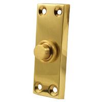 polished brass front door bell 80x30mm