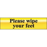 Polished Gold Style Please Wipe Your Feet Sign
