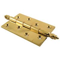 Polished Brass Finial Hinges Phosphor Bronze Washered 102x67x3mm