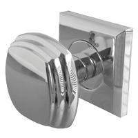 polished chrome interior door knobs on square fixing plate