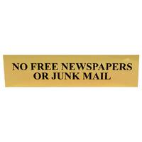 Polished Gold Style No Free Newspapers Sign
