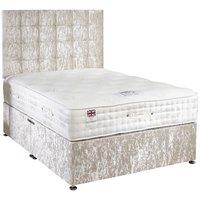 pocket silk 2500 cream double divan bed set 4ft 6 with 2 drawers and h ...