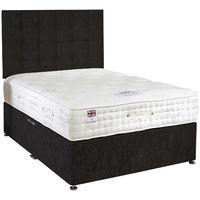 pocket silk 2500 black double divan bed set 4ft 6 with headboard