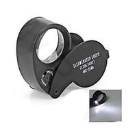 portable 25mm 40x jewelers magnifier with 2 white led flashlight and m ...