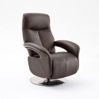 Porto Recliner Chair In Brown Leather With Stainless Steel Base