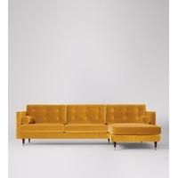 porto corner sofa in honey deep velvet walnut feet