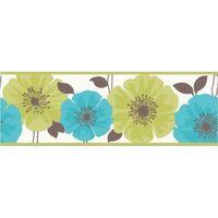 poppie green teal floral border