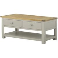Portland Stone Grey Painted Coffee Table with Drawers