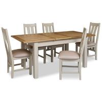 Portland Stone Grey Painted Dining Set - Extending with 6 Chairs
