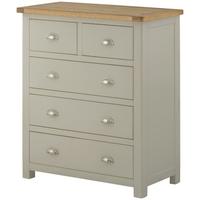 Portland Stone Grey Painted Chest of Drawer -2 Over 3 Drawer