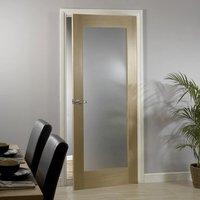 Porto Glazed Oak Door with Frosted Safety Glass and Varnish Lacquer Finish