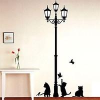 Popular Ancient Lamp Cats And Birds Wall Sticker Wall Mural Home Decor Room Kids Decals Wallpaper