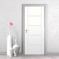 Portici White Flush Fire Door 30 Minute Fire Rated - Aluminium Inlay - Prefinished
