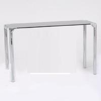 polar black glass console table