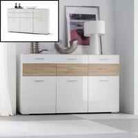 Portland Sideboard In White Gloss And Oak With 3 Door