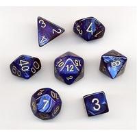 polyhedral 7 die scarab dice set royal blue with gold toy