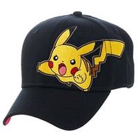 POKEMON Unisex Pikachu Flat Cap, Black, One Size