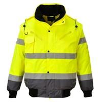 Portwest C465YGYM Hi-Vis Contrast Bomber Jacket, Regular, Medium, Yellow/Grey