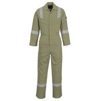 Portwest FR21KHRXXL Flame Resistant Super Light Weight Anti-Static Coverall, 210g, Regular, Size: XX-Large, Khaki