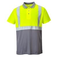 Portwest S479YGYXXL Two-Tone Polo, Regular, Size XX-Large, Yellow/Grey