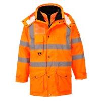 Portwest RT27ORRXS Series RT27 Hi-Vis 7-in-1 Traffic Jacket, Regular, Size: X-Small, Orange