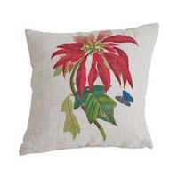 Poinsettia Natural Cushion, Polyester Mix