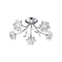 Polished Chrome Ceiling Light with Clear Flower Shaped Glass Shades