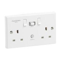 Powerbreaker 2 Gang 13A Passive 30mA RCD Switched Socket White - E59477