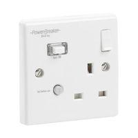 Powerbreaker 1 Gang 13A Passive 30mA RCD Switched Socket White - E59476