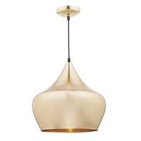 POG0135 Pogo 1 Light Ceiling Pendant in a Gold Finish with a braided cable