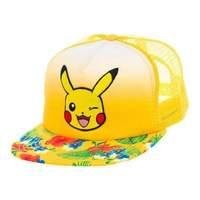 Pokemon Unisex Pikachu Winking Face With Floral Pattern Trucker Snapback Baseball Cap One Size Yellow (ba2bgspok)