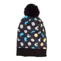 Pokemon Unisex Character Pokemon All-over Pattern With Pom-pom Cuff Beanie One Size Black (kc1epqpok)