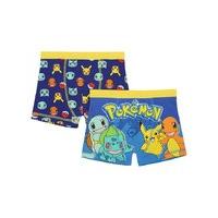 Pokemon boys blue cotton rich stretch fabric elasticated waistband character print boxers - 2 pack - Multicolour