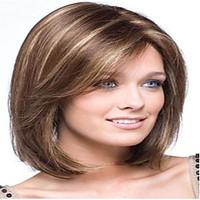 Popular Long Straight Light Brown with Strips Synthetic Hair Wigs
