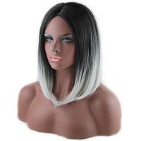 Popular Lady Cosplay Black And Grey Ombre Color Middle Synthetic Hair