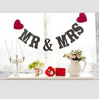 Popular Black MRMRS with String Red Hearts Wedding Banner Party Decorations