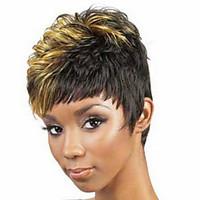 Popular Short Wig Black To Blonde Color Curly Synthetic Wigs For Afro Women