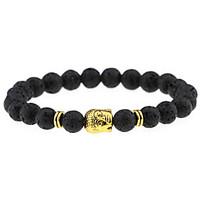 popular fashion men women jewelry lava stone black onyx bead buddha ch ...