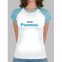 poems - girl, baseball style, white and turquoise