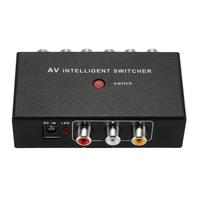 Portable AV Intelligent Switcher 2 to 1 Channel RCA Audio Video Switcher with Button Control Support Auto / Manual Control for DVD Camera Car DVR Moni