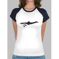 porpoise - woman, baseball style, white and navy