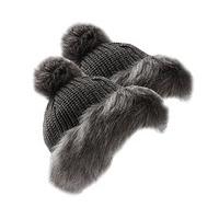 Pom Pom Hats ? Faux Fur Trim (2 ? SAVE £10), Grey x 2, Polyester