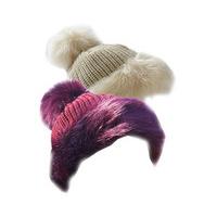 Pom Pom Hats ? Faux Fur Trim (2 ? SAVE £10), Cream and Maroon, Polyester