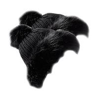 Pom Pom Hats ? Faux Fur Trim (2 ? SAVE £10), Black x 2, Polyester