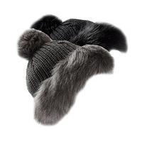 pom pom hats faux fur trim 2 save 10 black and grey polyester