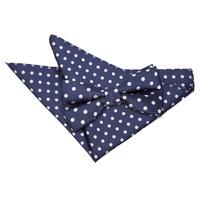 polka dot navy blue bow tie 2 pc set