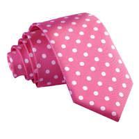 Polka Dot Hot Pink Slim Tie