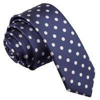 Polka Dot Navy Blue Skinny Tie