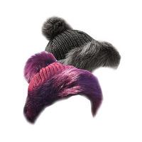 pom pom hats faux fur trim 2 save 10 maroon and grey polyester