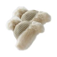 Pom Pom Hats ? Faux Fur Trim (2 ? SAVE £10), Cream x 2, Polyester